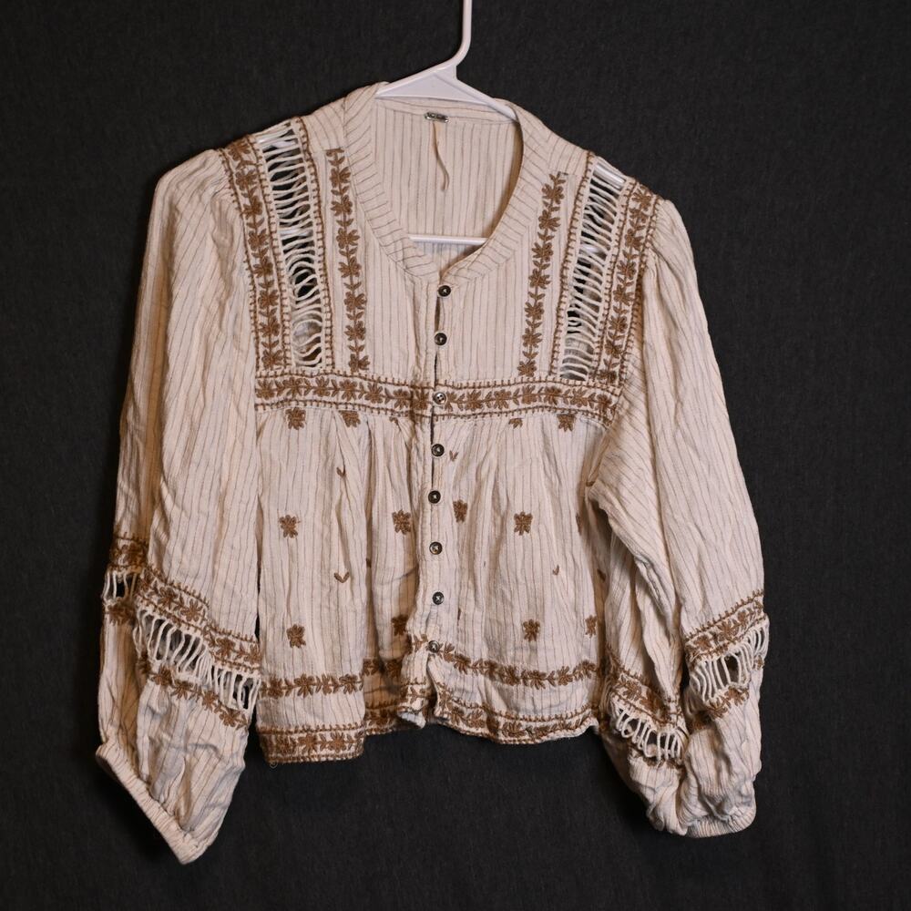 Free People Women's S All Roads Lead To You Blouse Ren Faire Boho